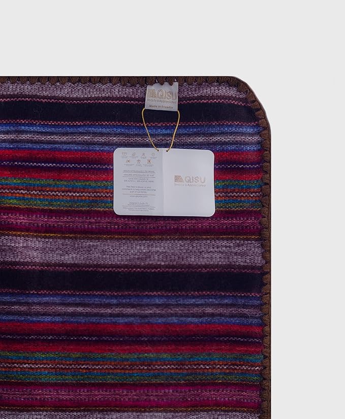 QISU Alpaca Wool Blanket Throw | Large, Beautiful, Warm, Variegated | 85 x 65 inches | Ultra-Soft, Hypoallergenic and Breathable | Non-Itchy or Scratchy (Purple Earth Variegated)