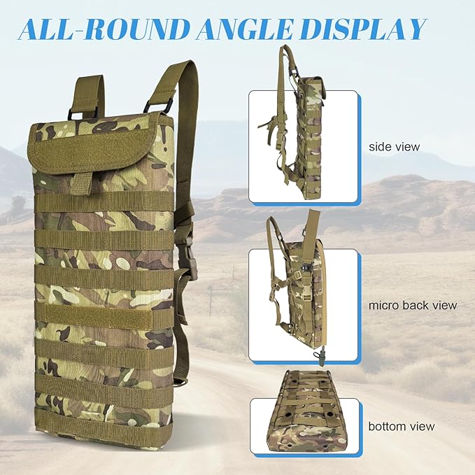 Tactical MOLLE Hydration Pack Carrier Backpack with 3L Water Bladder