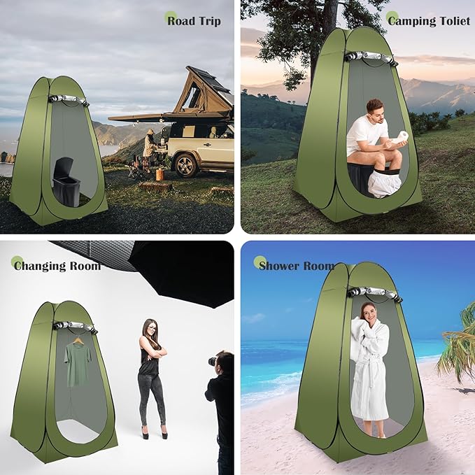 Portable Camping Toilet Kit for Adults, Pop up Privacy Tent, X Large Folding Toilet Potty with Camping Tent, Outdoor Instant Shower Tent Camp Toilet Changing Dressing Room