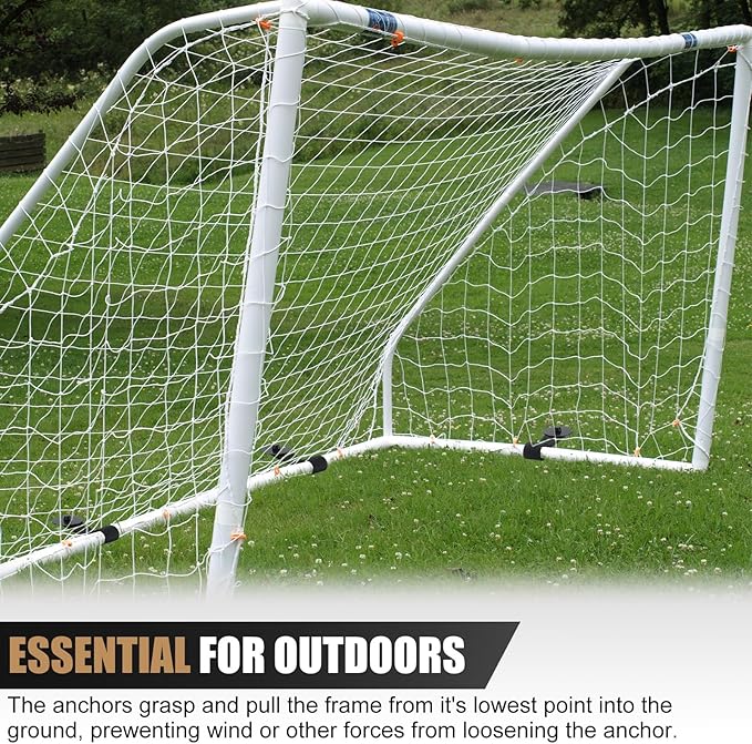 LEIFIDE 6 Set 12'' Trampoline Anchors Trampoline Stakes Ground Anchors Kit Hind Wind Beach Sand Stakes for Hiking Camping with Belt Straps (Black)