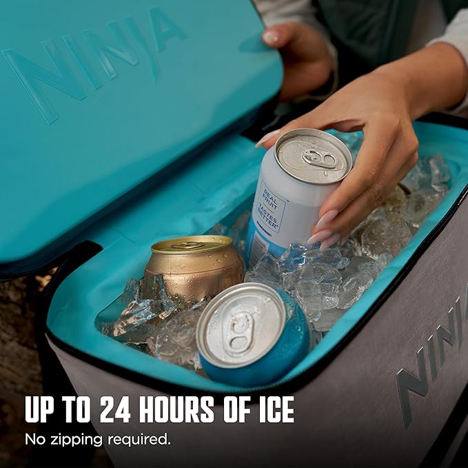 Ninja FrostVault Go Can Soft Cooler, 24/36 Can, Leak Proof, Built-In Cup Holder, 2 Ice Packs & Dry Storage Drawer, Polyester Insulation, Hiking, Camping, Picnic
