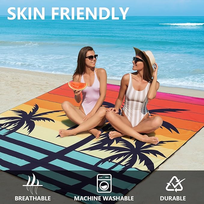 Beach Blanket Waterproof Sandproof Extra Large Beach Mat 79" X 83"/120"x108"for 1-8 Adults Quick Drying Durable Outdoor Picnic Mat for Beach Travel Camping Hiking