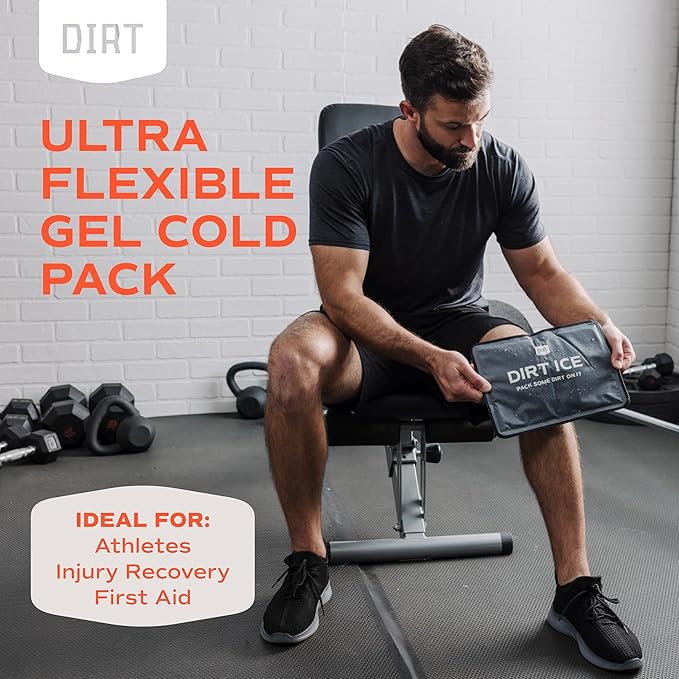 Dirt Ice - Gel Ice Pack - Small 2 Pack - 11.5"x7.5" - Ice Packs for Injuries Reusable – Reduce Swelling & Bruising - Pain Relief - Shoulder, Neck, Back, Elbow, Foot & Knee Ice Pack Wrap - Cold Pack