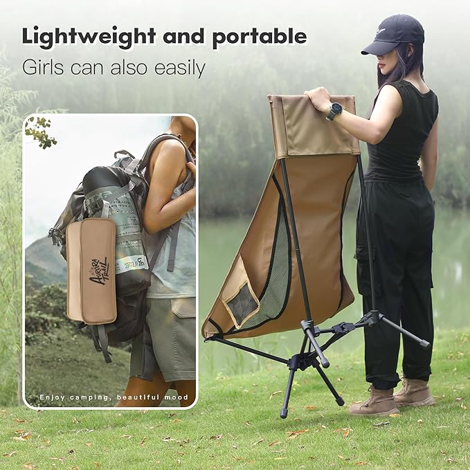 Compact Folding Camping Chair,Backpacking Chair,Supports 374lbs,Portable Travel & Hiking Chair,Lightweight Design,Perfect for Hiking Gear, Picnics and Traveling