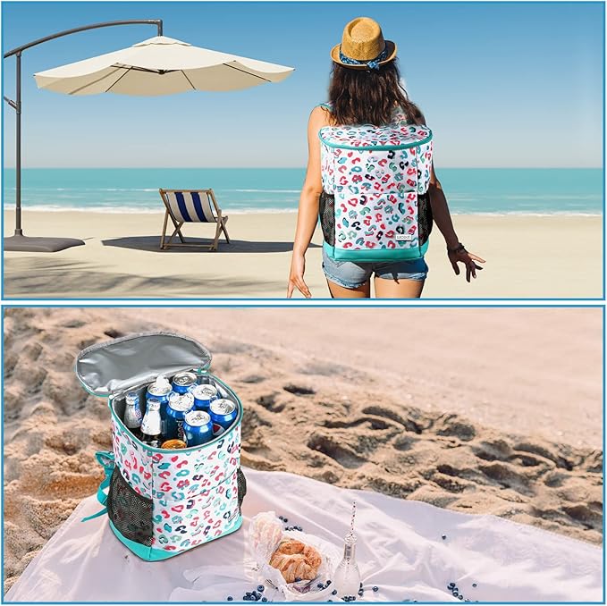 Wolka Cooler Backpack 30 Cans,Portable Backpack Coolers Insulated Leak Proof,Waterproof Soft Sided Cooler Bag for Travel,Beach,Camping,Picnic,Lunch Backpack for Women (Water Elf)