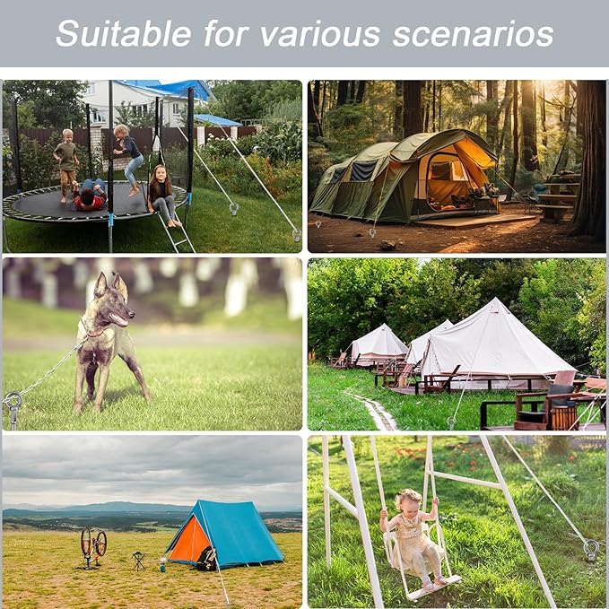 18 inch Ground Anchor Heavy Duty Earth Anchors Set Screw in for Mobile Home, Swing, Tent Trampoline Anchors Wind Resistant Tree Stakes and Supports with Drill Socket, 4 Pack