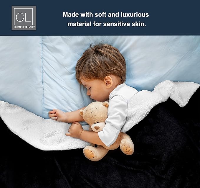 Comfort Lab Reversible Flannel Sherpa Blanket - Elegant Fluffy Bed Blankets for Bedroom and Home Decor - Anti Pilling Non Shedding Cozy & Warm Fleece Cover - King/California King (108" x 90") - Navy