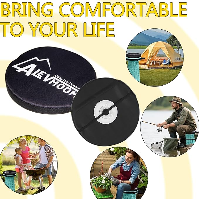 Thick Seat Cushion for 19.7" Telescopic Stools (Exclude Stool), D 11.8"(30cm) Chair Pads with Soft Foam and Three Pegs Fit in Round Collapsible Folding Stools (Cushion Only)