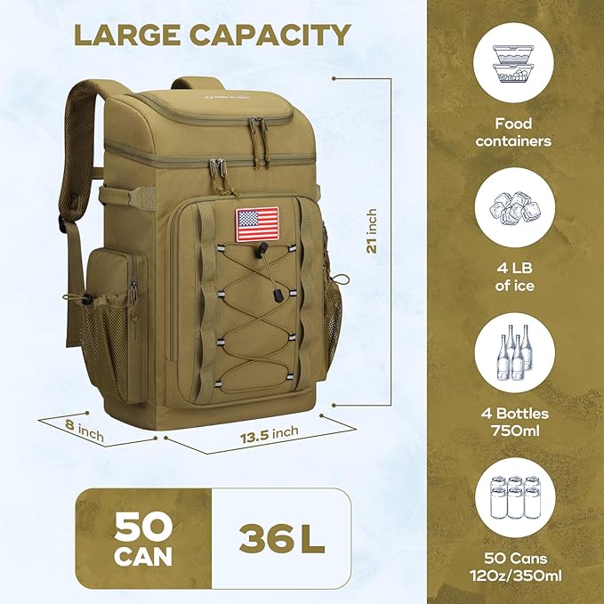 Maelstrom Backpack Cooler,Soft Lightweight Leakproof Cooler Backpack,Men Women 35/50 Can Insulated Cooler Bag,Keeps Hot/Cold for Up to 16 Hours,Perfect for Camping, Beach