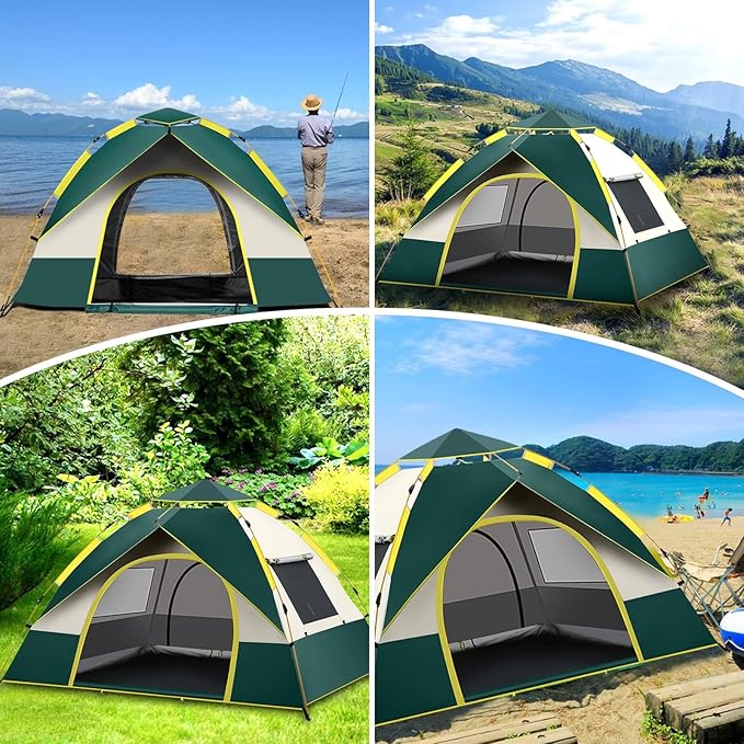 KOMCLUB Camping Tent Tents for Family Camp Tent Waterproof Windproof Outdoor for Backpacking Hiking Easy Setup with Storage Bag