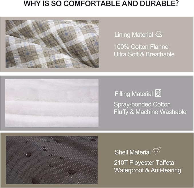 Cold Weather Sleeping Bag 100% Cotton Flannel XXL for Adults Big and Tall,Free Compression Sack