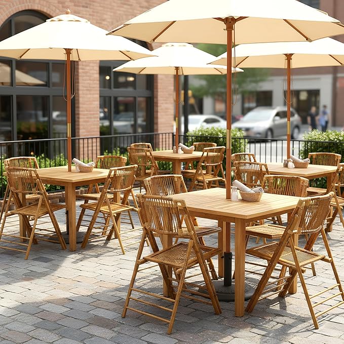 Bonnlo Bamboo Folding Chairs 1/2/4 Pack Foldable Dining Wood Chairs for Outdoor Indoor Garden Patio Lawn Porch Wedding Party Event