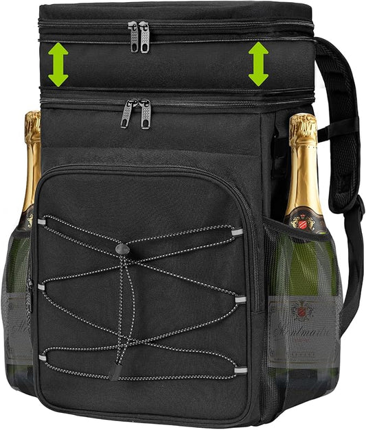 Expandable Cooler Backpack - 35/50 Cans Insulated Backpack Cooler for Men & Women, Portable 2 Leak Proof Compartments Coolers Bag for Picnic, Lunch, Hiking, BBQ Camping and Beach