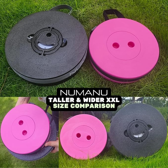 NUMANU 19.7" 2025 Upgraded XXL Collapsible Stool, Cushion & Carry Bag, 1000lbs Capacity 2.7-19.7"H, Heavy Duty Portable Telescopic Seat, Retractable Folding Chair or Travel Footrest, Gift for Outdoors