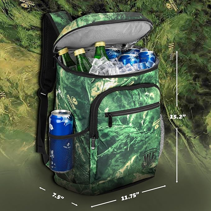 Mossy Oak MLF Fishing Cooler Backpack - Major League Insulated Leak Proof Beverage Coolers Bag