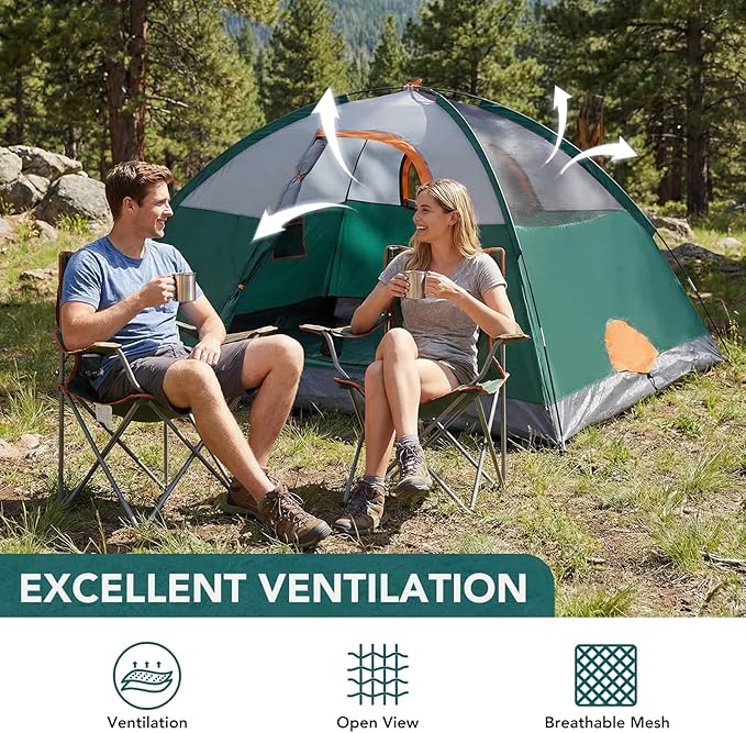 OLIXIS Camping Tent 2/4 Person, Waterproof Windproof Dome Tent with Multi-Directional Ventilation, Quick 5 Min Setup for Family Outdoor, Backpacking, Hiking
