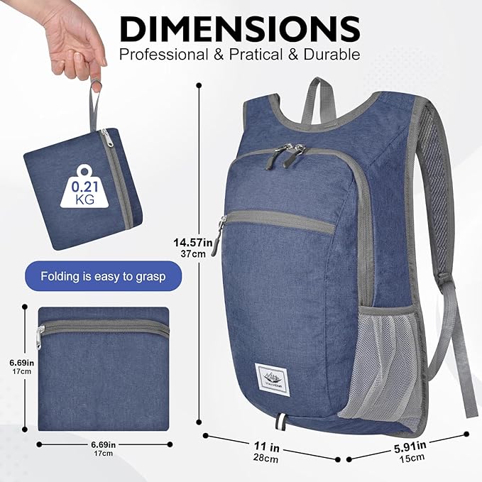 Hiking Backpack Small Lightweight Packable Foldable foldable backpack Packable Camping Hiking for Backpack (Dark Blue)