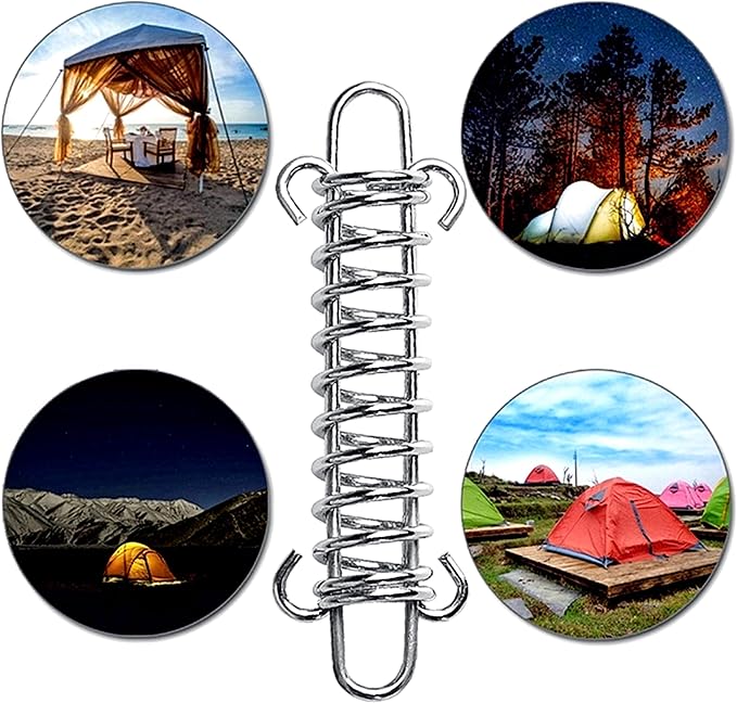 2Pcs Dog Leash Shock Absorbing Buffer Tension Spring Training Sun Shade, Heavy Duty Stainless Steel 304 Tent Rope Fixed Buckle Drawbar Spring (L)