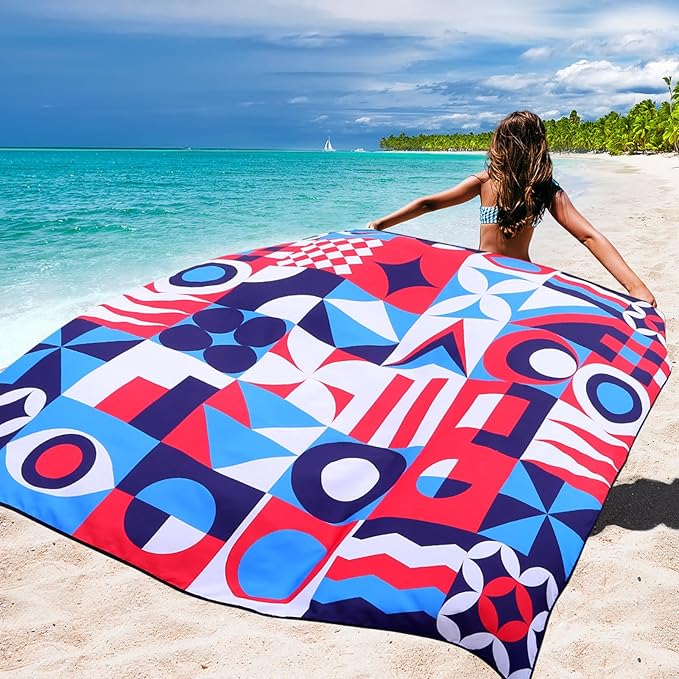 Beach Blanket Waterproof Sandproof Extra Large Beach Mat 79" X 83"/120"x108"for 1-8 Adults Quick Drying Durable Outdoor Picnic Mat for Beach Travel Camping Hiking
