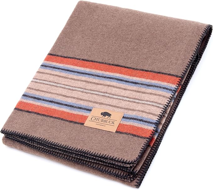 Chubbuck 100% Wool Blanket Camping (60" x 84") - Large Warm Blanket for Camping, Emergency, Outdoor Concerts and Home Use - Fire Retardant, Soft and Warm Blankets for Winter (Forest)