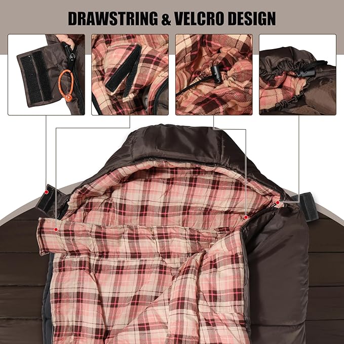 REDCAMP Cold Weather Mummy Sleeping Bag, Warm Flannel Cotton Sleeping Bag, 2 lbs/ 4 lbs Filling