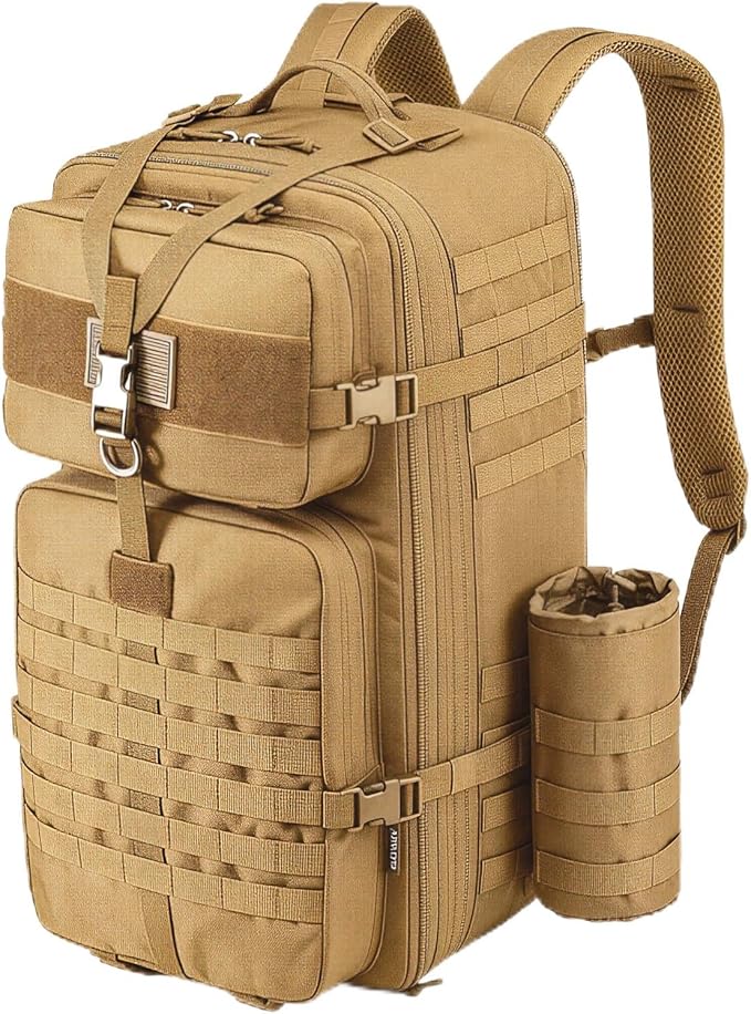Tactical Backpack for Men, 50L/60L/70L Expandable Military tactical Backpack, Waterproof MOLLE Hiking & Camping Rucksack with Water Bottle Bag, Assault Pack & Bug Out Bag for Outdoor