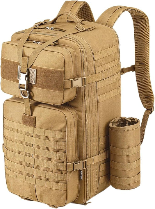 Tactical Backpack for Men, 50L/60L/70L Expandable Military tactical Backpack, Waterproof MOLLE Hiking & Camping Rucksack with Water Bottle Bag, Assault Pack & Bug Out Bag for Outdoor