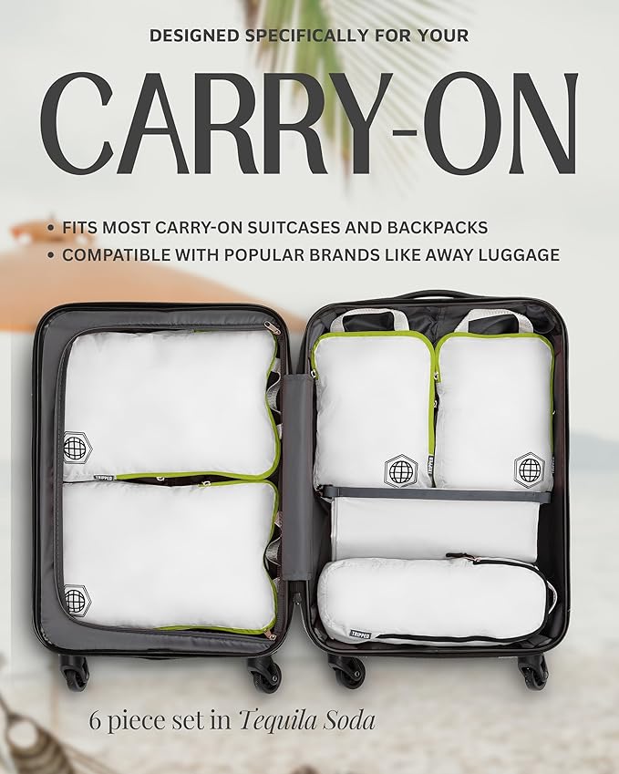 Compression Packing Cubes Set for Carryon Suitcases- Lightweight, Durable Clothes Organizer