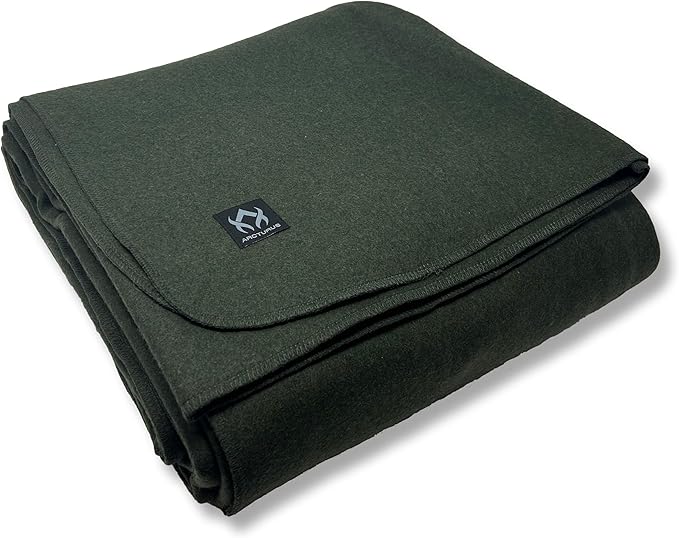 Arcturus Tahoe Wool Bed Blanket | Soft, Breathable Wool Blanket for Year-Round Comfort - King Size (90"x 108") | Thick & Washable (Olive Green)