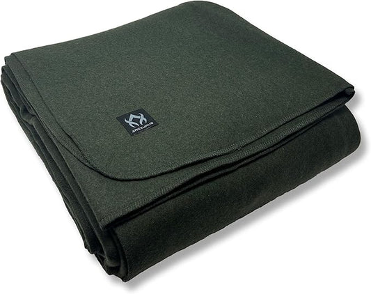 Arcturus Tahoe Wool Bed Blanket | Soft, Breathable Wool Blanket for Year-Round Comfort - King Size (90"x 108") | Thick & Washable (Olive Green)