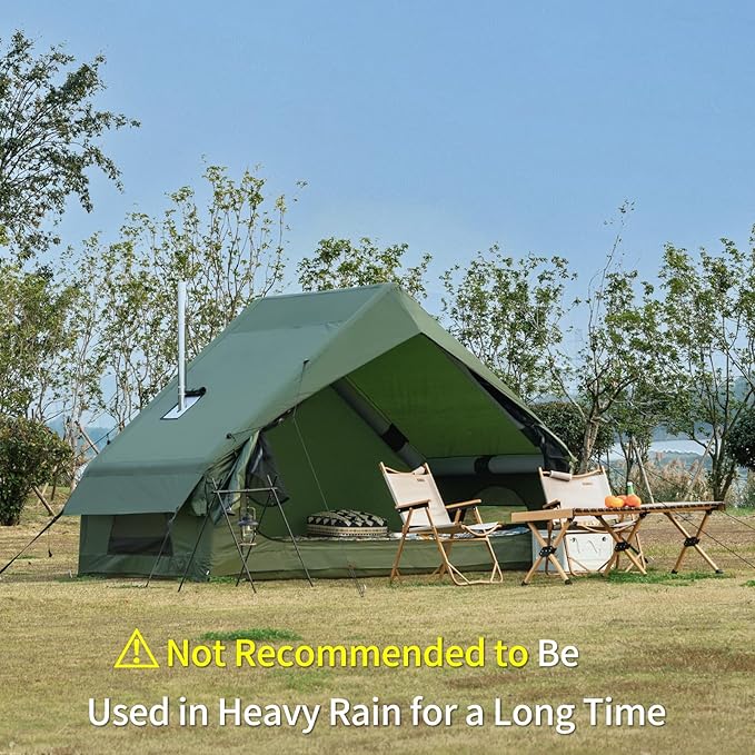 Inflatable Camping Tent with Hand Pump Waterproof Outdoor Blow up Tent Oxford 4 Season Air Tent Cabin House with Mesh Windows & Door 12sq/6sq Green
