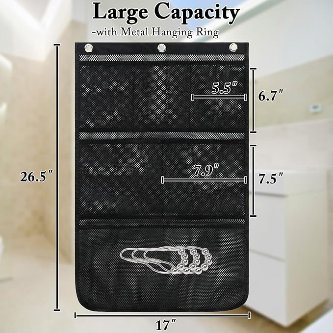 Mesh Shower Caddy Hanging, Quick-Drying Shower Organizer with 7 Pockets, Portable Bathroom Organizers and Storage for Shampoo, Soap, Loofah, Travel, and Cruise Essentials