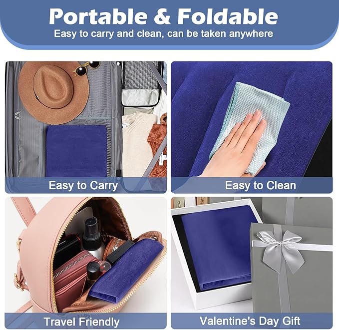 Portable Inflatable Wedge Pillow for Camping - 2Pack Body Positioner Bed Wedge Pillow for Sleeping Support,18in Adjustable Traveling Cushion,Lightweight Bed Leg Elevation Partner Wedges Fast Inflation