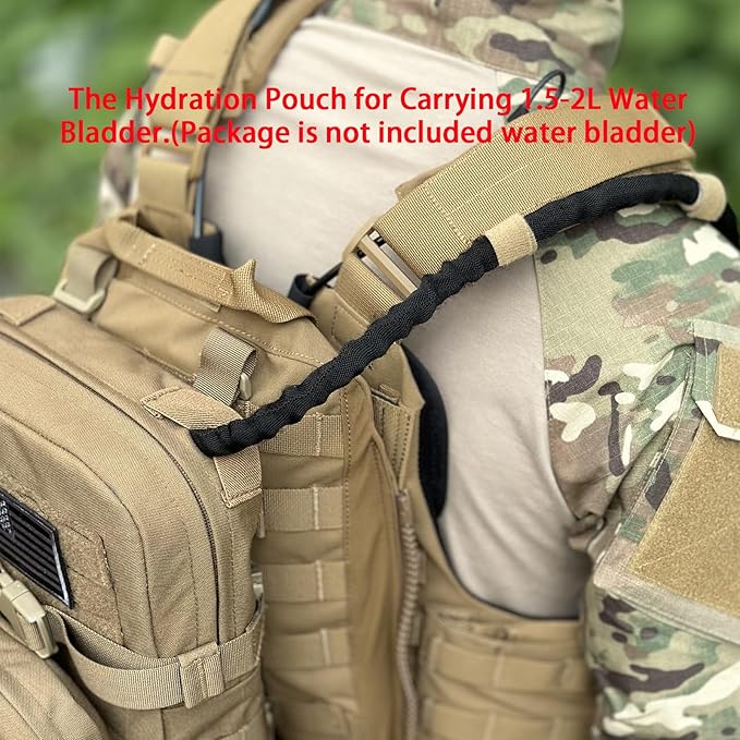 Tactical Mini Molle Hydration Pack,Molle Hydration Carrier with IFAK Pouch&US Flag&Med Patch,Hydropack for 2L Water Bladder