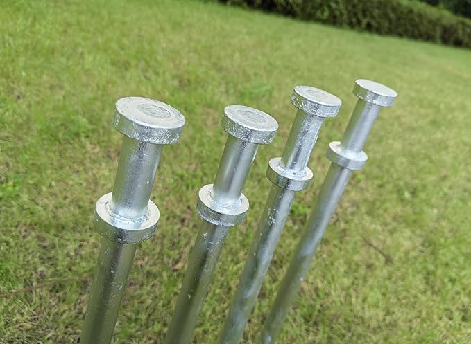 Double Head Tent Stakes - Heavy Duty 1045 Steel Heat-Treated Ground Spikes, Forged Geometric Sharp Tips for Stronger Hold, 0.79”(20mm) Diameter x 24" Length, 4-Pack
