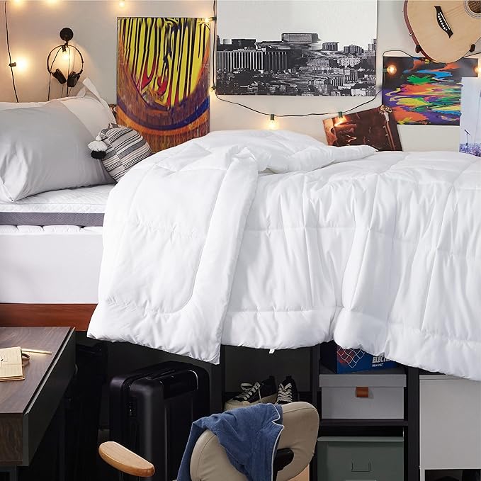 Bedsure Twin XL Comforter Duvet Insert Dorm Bedding - White Extra Long Twin Comforter, Quilted All Season Duvet with Corner Tabs