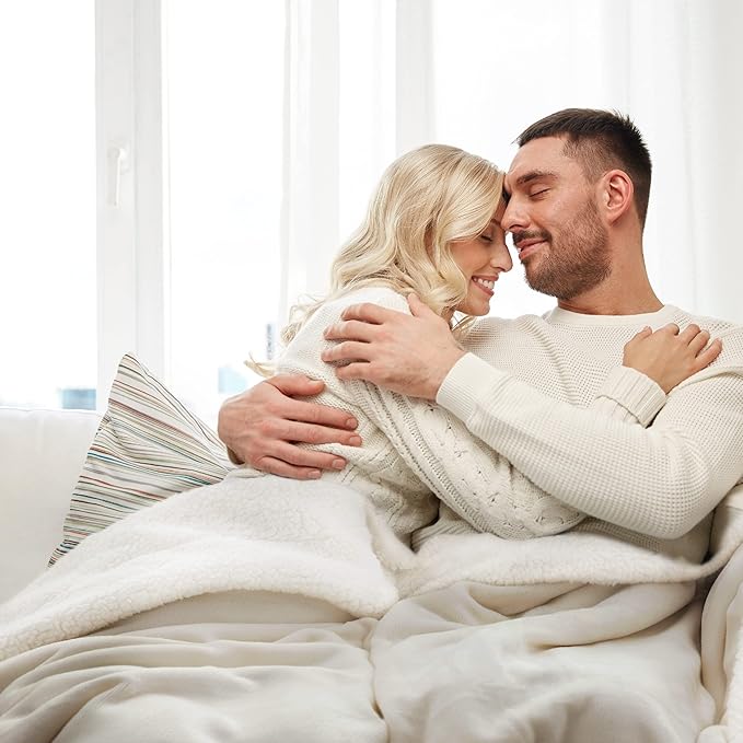 Bedsure GentleSoft Sherpa Fleece Throw Blanket Twin Size for Couch - Thick and Warm, Soft Fuzzy Plush Twin Blanket for Winter, Linen, 60x80 Inches