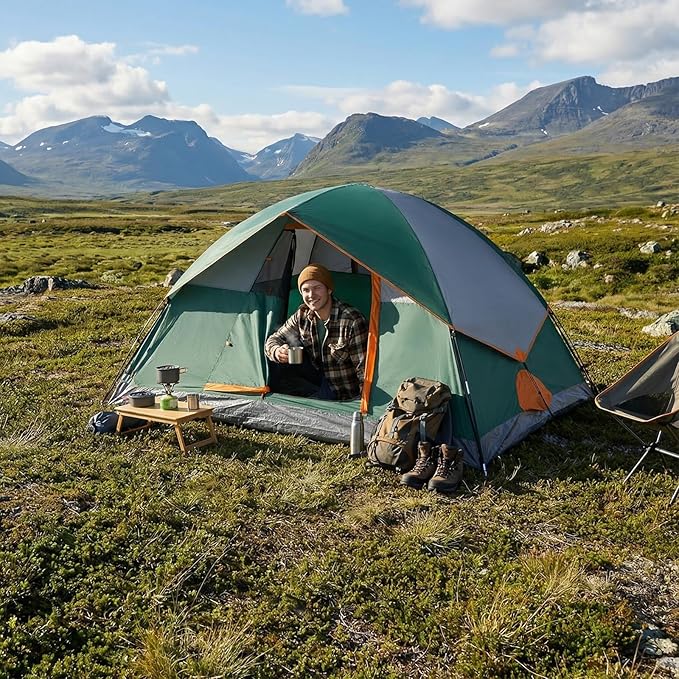 OLIXIS Camping Tent 2/4 Person, Waterproof Windproof Dome Tent with Multi-Directional Ventilation, Quick 5 Min Setup for Family Outdoor, Backpacking, Hiking