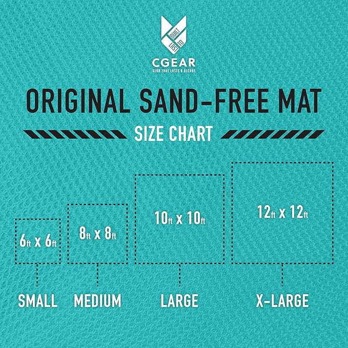 CGEAR Original Sand-Free Outdoor Rug Camping Mat - Water-Resistant & Anti-Fade Material - Military-Grade - Reversible Design - Area Rug for Beach, RV, & Picnics - Travel Bag