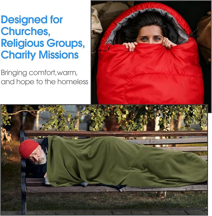 6 Pack Camping Sleeping Bags Bulk with Fleece Liner for Adults, All Season Lightweight Waterproof Sleep Bag with Compression Sack for Hiking Travel Backpacking Cold Weather Winter