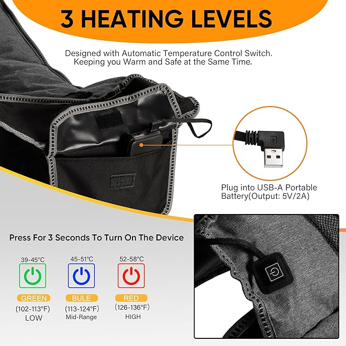 Northroad XL Heated Camping Chair, Oversized Heated Chairs,Portable Folding Heated Lawn Chair W/3 Control Levels for Outdoor Hiking, Picnics, Heavy-Duty 400-lbs Capacity, (Battery NOT Included)