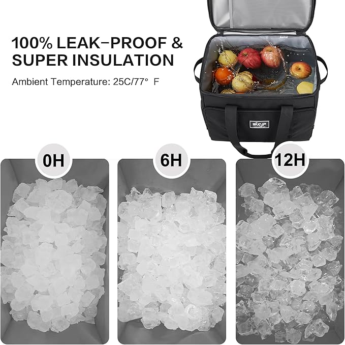 SUNUP 48 Cans Soft Sided Insulated Cooler Bag, Collapsible Large Lightweight Ice Chest, Portable Leak-Proof Cooler for Travel, Camping, Beach, Grocery
