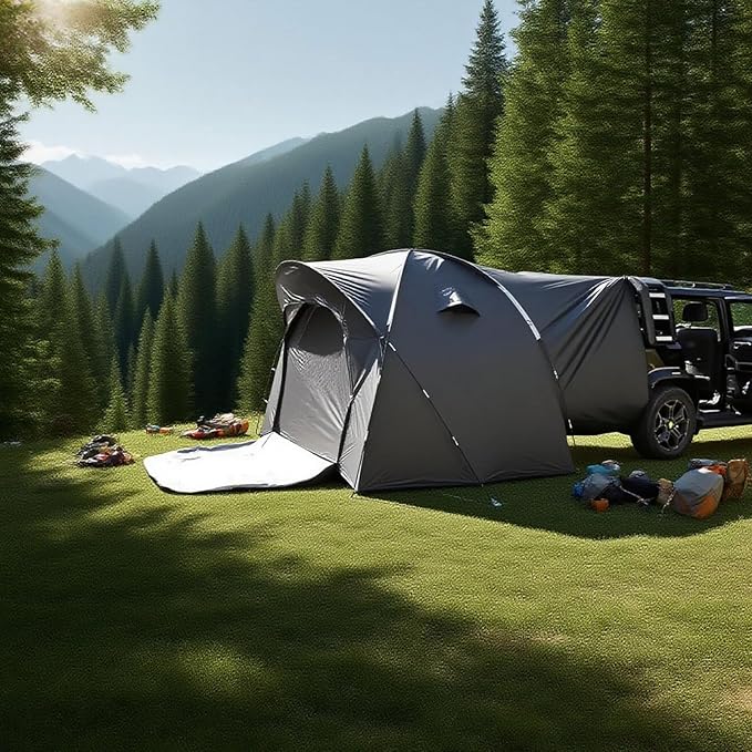3-4 Person SUV Camping Tent, Arched Design Creates Extra Headroom, PU4000 Waterproof with Mesh Doors – Ideal for Family Camping& Festivals