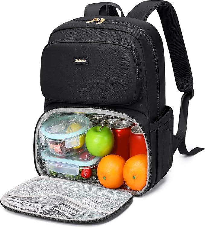 Lunch Backpack for Women Men, 16 Inch Laptop Backpack with Lunch Compartment, Water Resistant Lunchbox Back Pack Meal Prep Cooler Bags Insulated for Nurse Work Teacher Travel