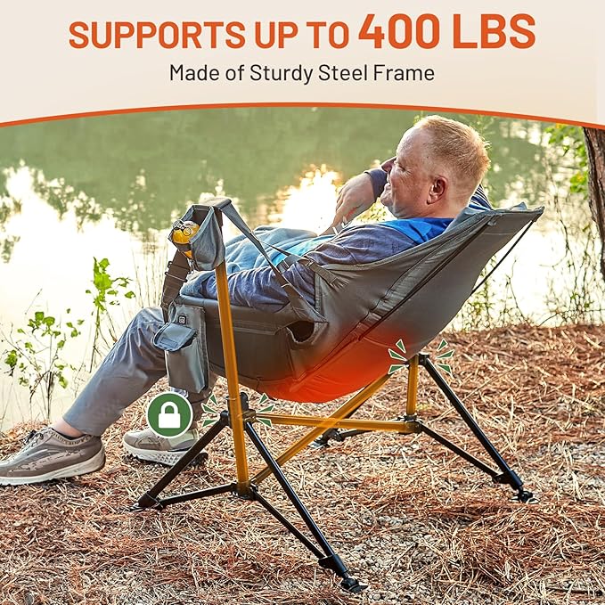 TIMBER RIDGE Hammock Camping Chair, Oversized Swinging Chair with Adjustable Back and Seat Height, Portable Folding Rocking Camping Chair for Outdoor Lawn, Backyard and Patio, Supports 400lbs