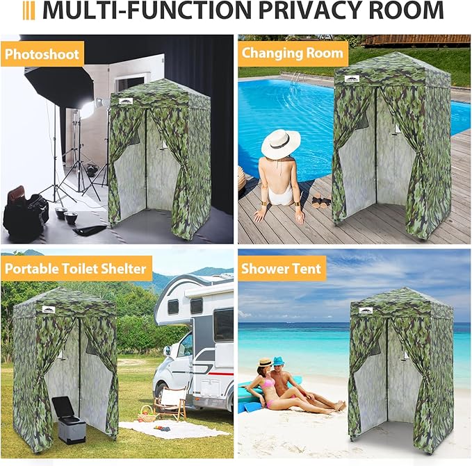 EAGLE PEAK Flex Ultra Compact 4x4 Pop-up Canopy, Sun Shelter, Changing Room, Portable Privacy Canopy Cabana for Pool, Fashion Photoshoots, or Camping, Camo