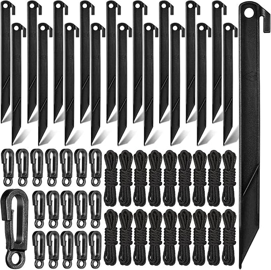Yinkin 18 Sets Inflatable Stakes Replacement Yard Inflatable Plastic Stakes and Tethers for Halloween Lawn Tents Pegs Outdoor Camping Canopy