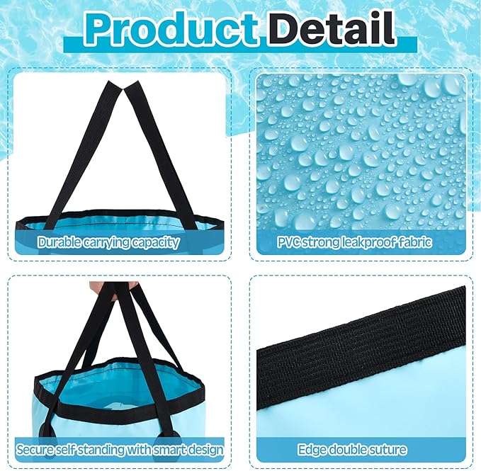 Tessco 4 Pcs 20L Collapsible Bucket with Handle 5 Gallon Portable Collapsible Folding Bucket Foldable Water Container for Camping Hiking Fishing Car Washing