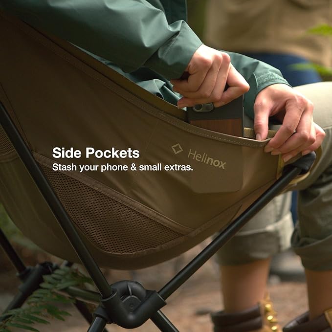 Helinox Sunset Chair Lightweight High-Back Collapsible Camping Chair Forest Green, 3.4Ibs Outdoor Chairs, Picnic Chair, Portable Camping Chair, with Side Pockets
