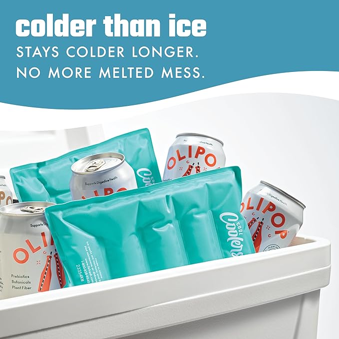 Cool Coolers by Fit & Fresh 2 Pack XL Soft Ice Packs for Cooler, Flexible Stretch Nylon, Lunch Box Ice Packs, Large Reusable Freezer Packs, Teal